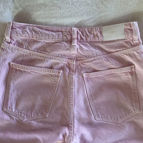 ZARA HIGH RISE STRAIGHT LEG JEANS FADED PINK 28 (US6) - Picture 5 of 9